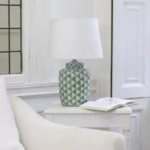 Grand Illusions Lamp Fontana Olive with White Shade